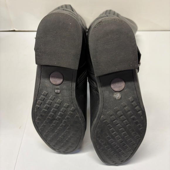 Me Too Arctic Black Leather Knee High Boots Women's Size 8.5M Buckle Side Zip - Picture 7 of 8